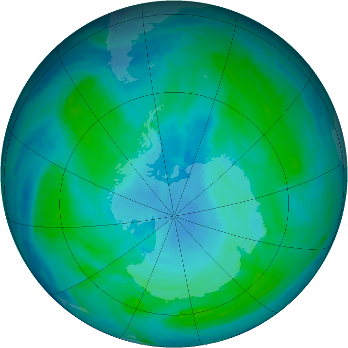 Antarctic ozone map for 22 January 1999